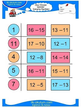 Çocuklar İçin toplam işlemi yaprak testleri 